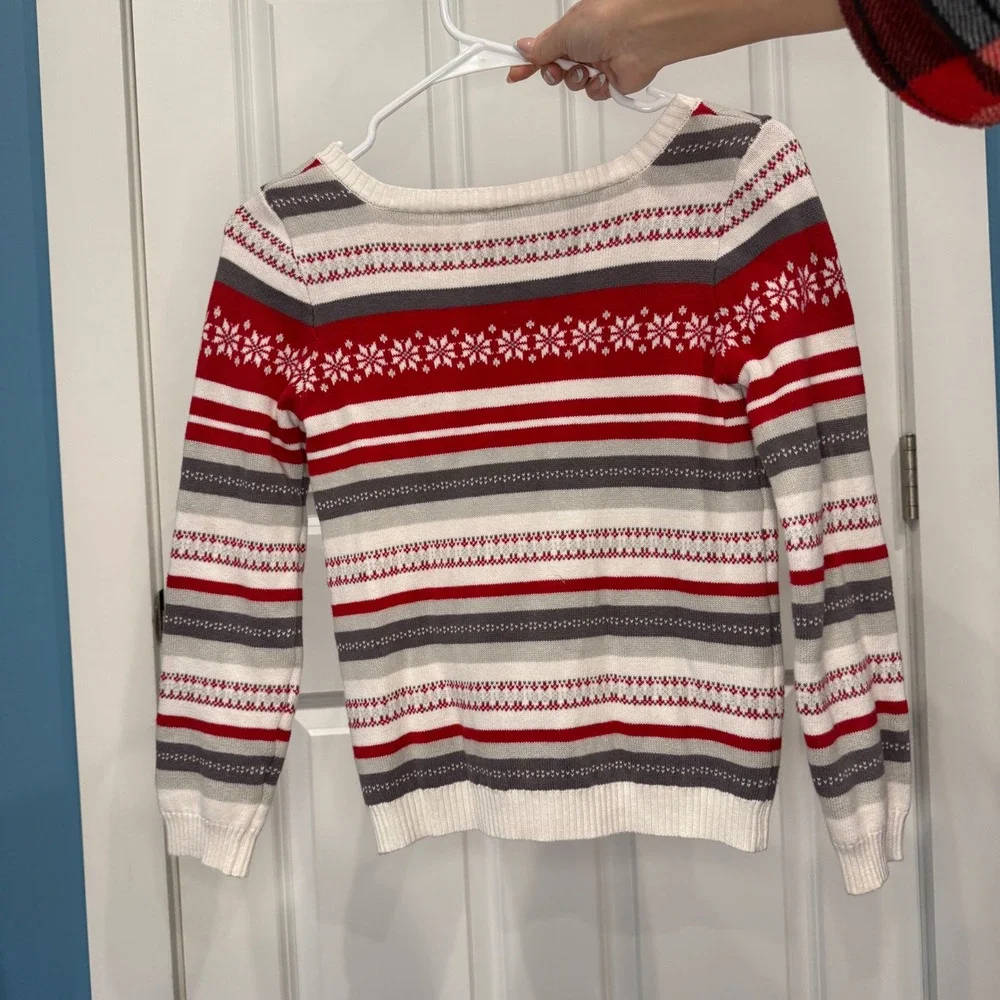 Gymboree Girls Fair Isle Snowflake Cotton Cardigan‎ Sweater Size L 10/12